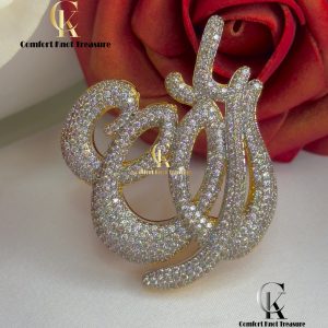 Allah Locket with Full Zerkon | 24k Gold Polish | Calligraphy Pandant