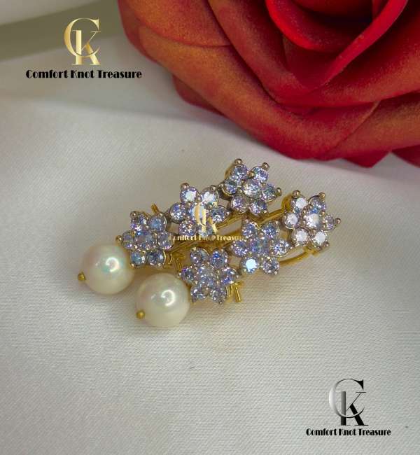 Designer Earings with Orignal Pearl | 24k gold plated | ERG - Image 2
