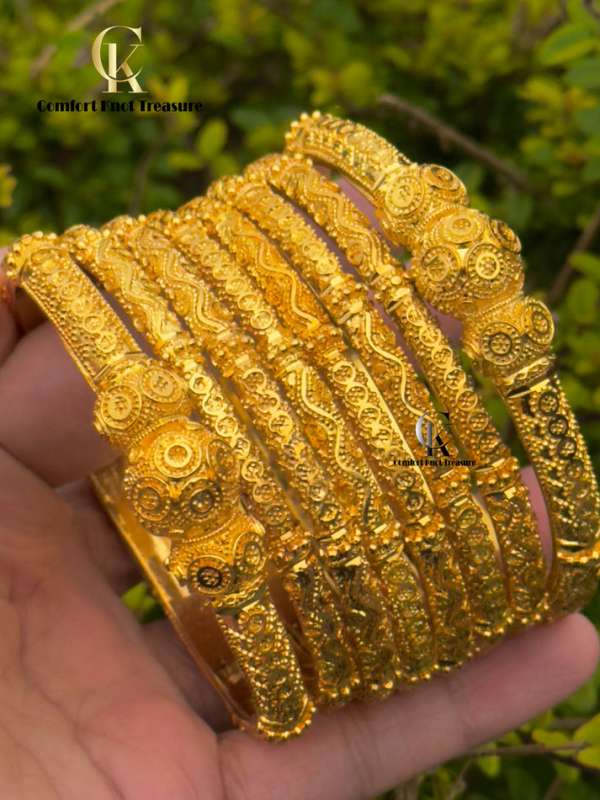 Real Gold Design Bangles | 24k Gold Plated - Image 3