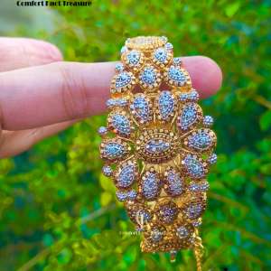 Openable Bracelet Kangan With Laker | 24k gold Plated | Hanging Chain