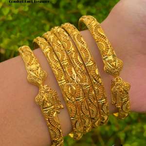 New Look Gold Bangles With Tassal | 24k Gold Plated | Set Of 6 Bangles
