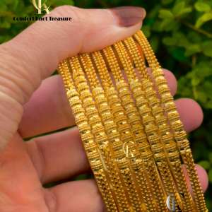 Classical Thin bangles set of 8 | 24k gold plated