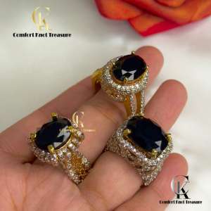 Black Diamond Zercon Rings | 24k Gold Plated | Adjustable RNG