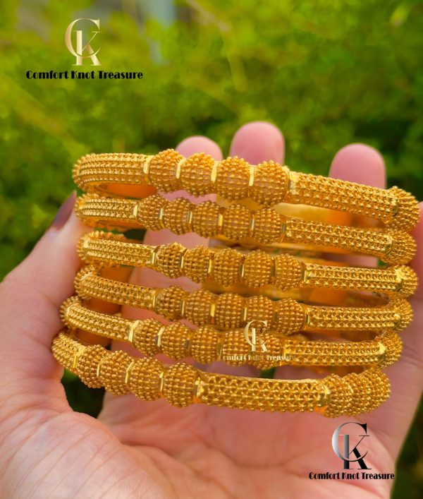 Golden Mesh Bangles set of 6 | 24k gold plated | Gold look Hot Article - Image 2