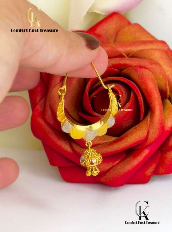Small Size Bali Jhumki Earings | 24k gold plated | JHM - Image 2