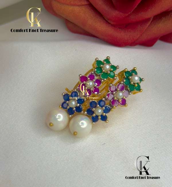 Designer Earings with Orignal Pearl | 24k gold plated | ERG - Image 3