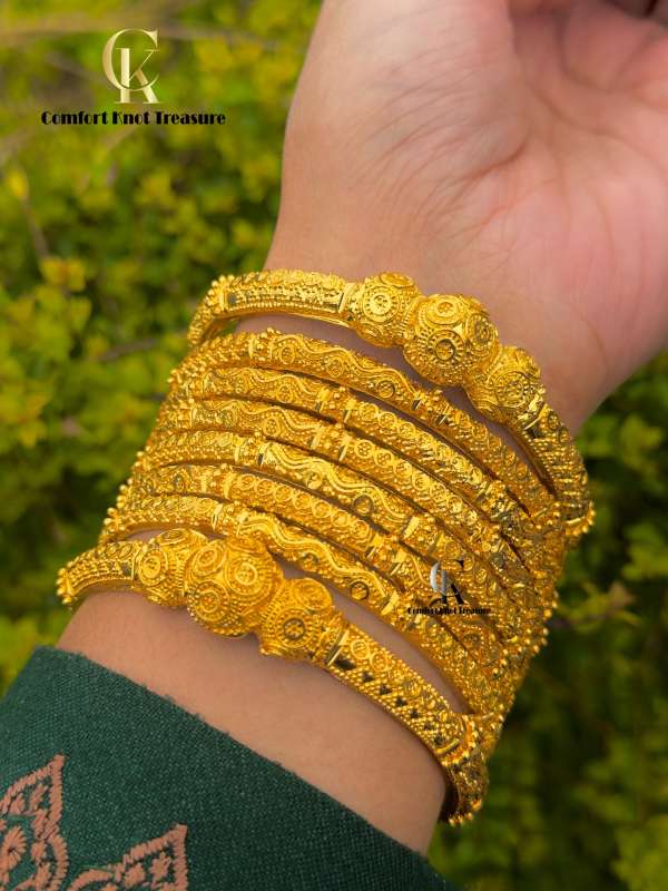 Real Gold Design Bangles | 24k Gold Plated - Image 2